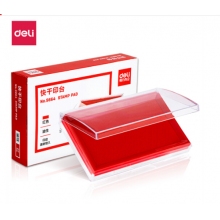 得力(deli)137*88mm透明外壳方形快干印台印泥 办公用品 红色9864